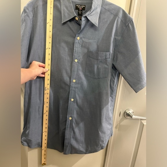 Ralph Lauren Jeans Co Button Down Shirt Short Sleeve Mens Medium Blue Cotton - Picture 6 of 6